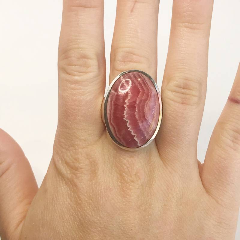 Rhodochrosit Ring 58 - Sterling Silber Rosa Stein Schmuck Liebesstein Freude von TheDesertGoddess