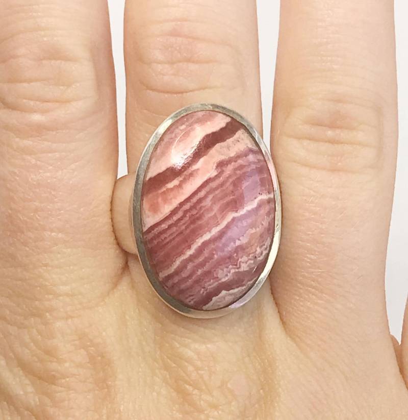 Rhodochrosit Ring Us 8, 5 - Sterling Silber Geburtsstein Schmuck Rosa Stein Oktober Moldavit Angebote von TheDesertGoddess