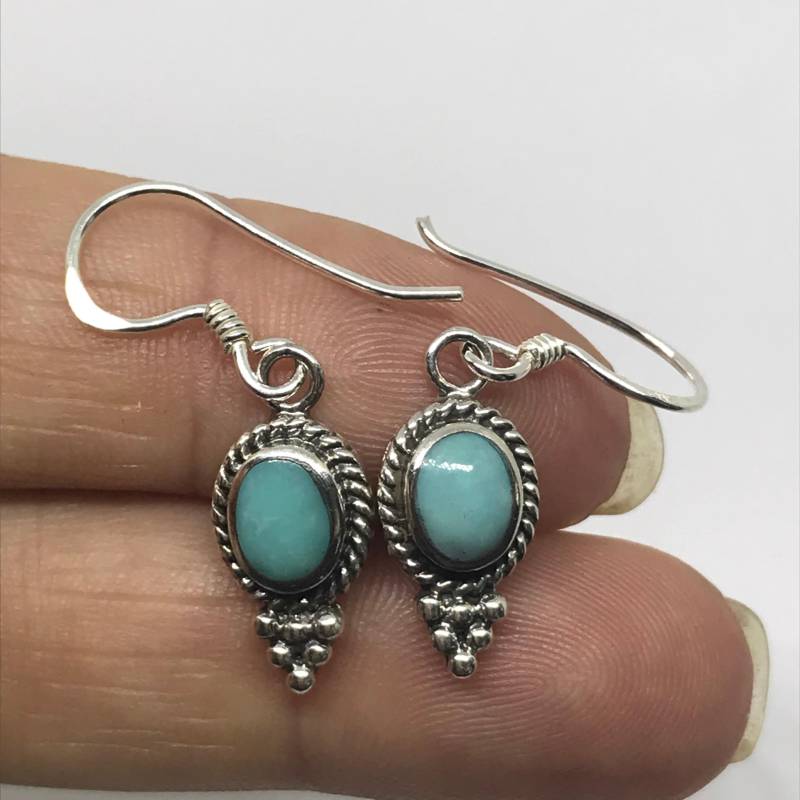 Türkis Ohrringe - Sterling Silber Dezember Geburtsstein Koralle Schmuck Blauer Stein Handgemacht von TheDesertGoddess