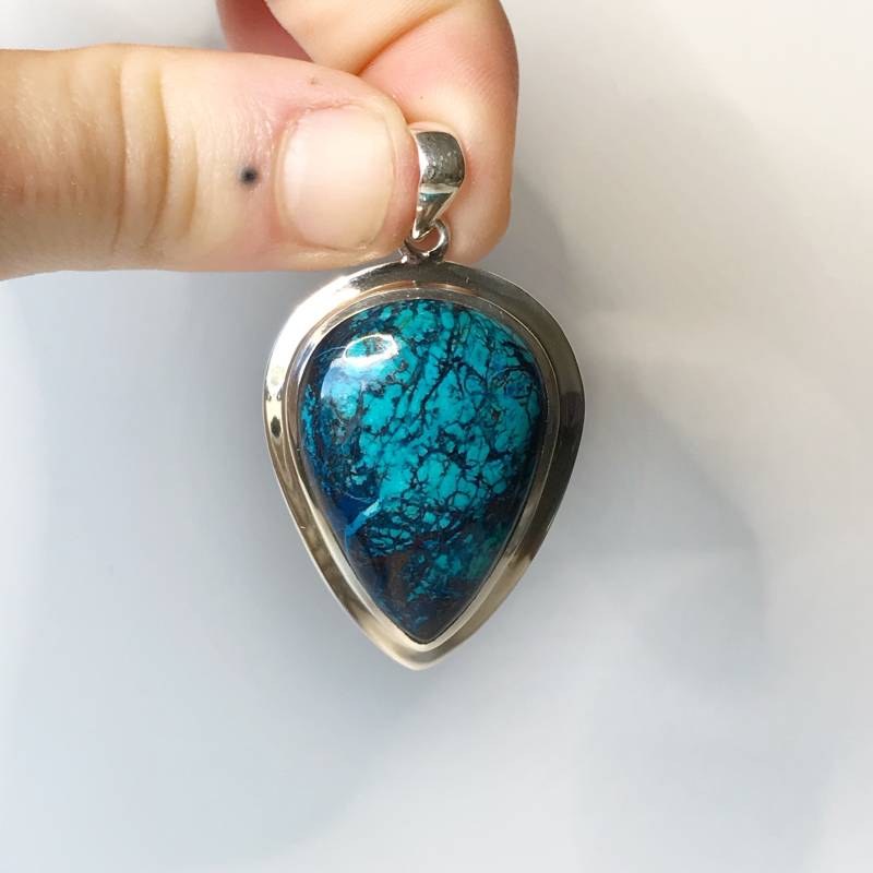 Unglaublicher Chrysokoll Anhänger - Sterling Silber Dezember Geburtsstein Schmuck Moldavit von TheDesertGoddess