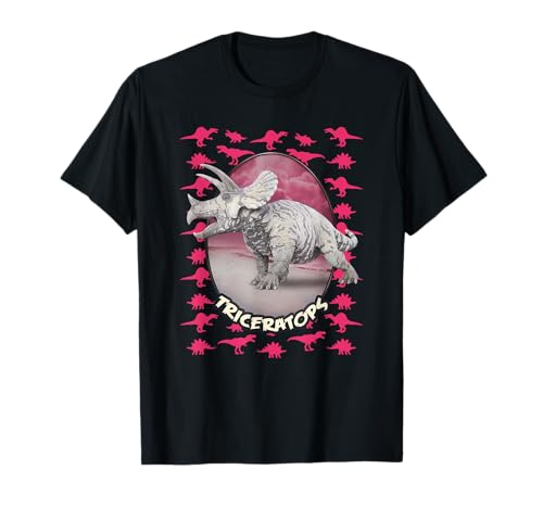 Süßes rosa Mädchen Triceratops Shirt | Erwachsene Damen Dinosaurier T-Shirt von TheDinoIsland.com