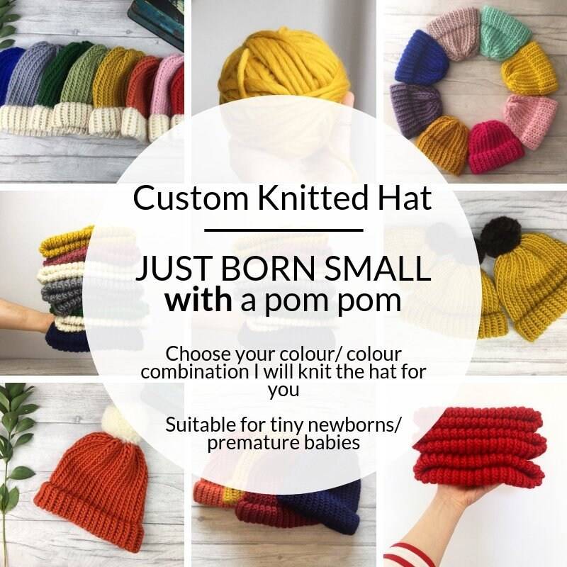 Mütze Für Frühchen Aus Merinowolle Neugeborene Pom von TheDorothyDays