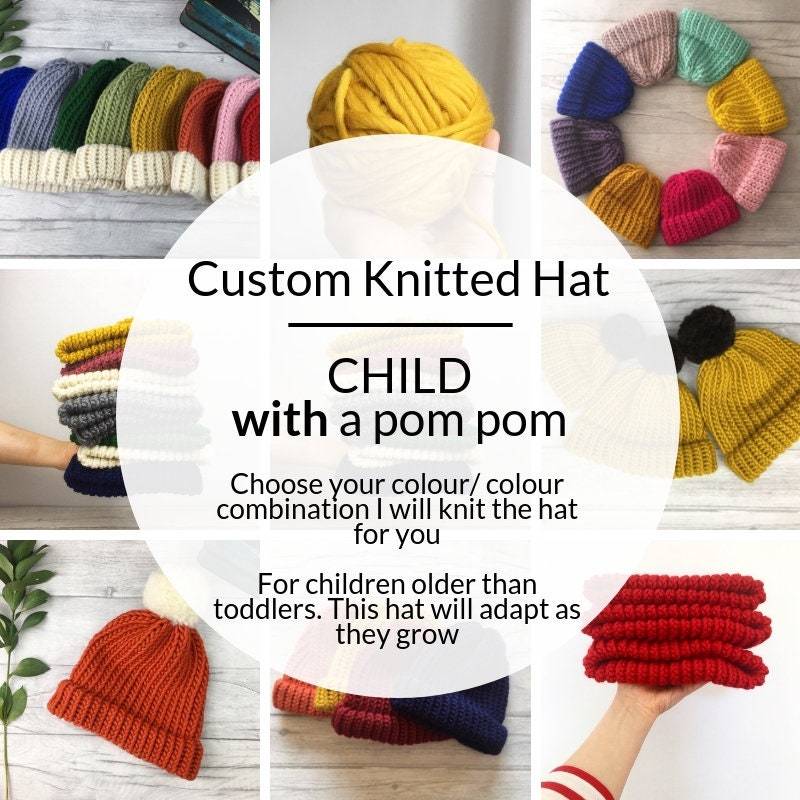 Individuelle Kinder Strickmütze Mit Pom Muster von TheDorothyDays