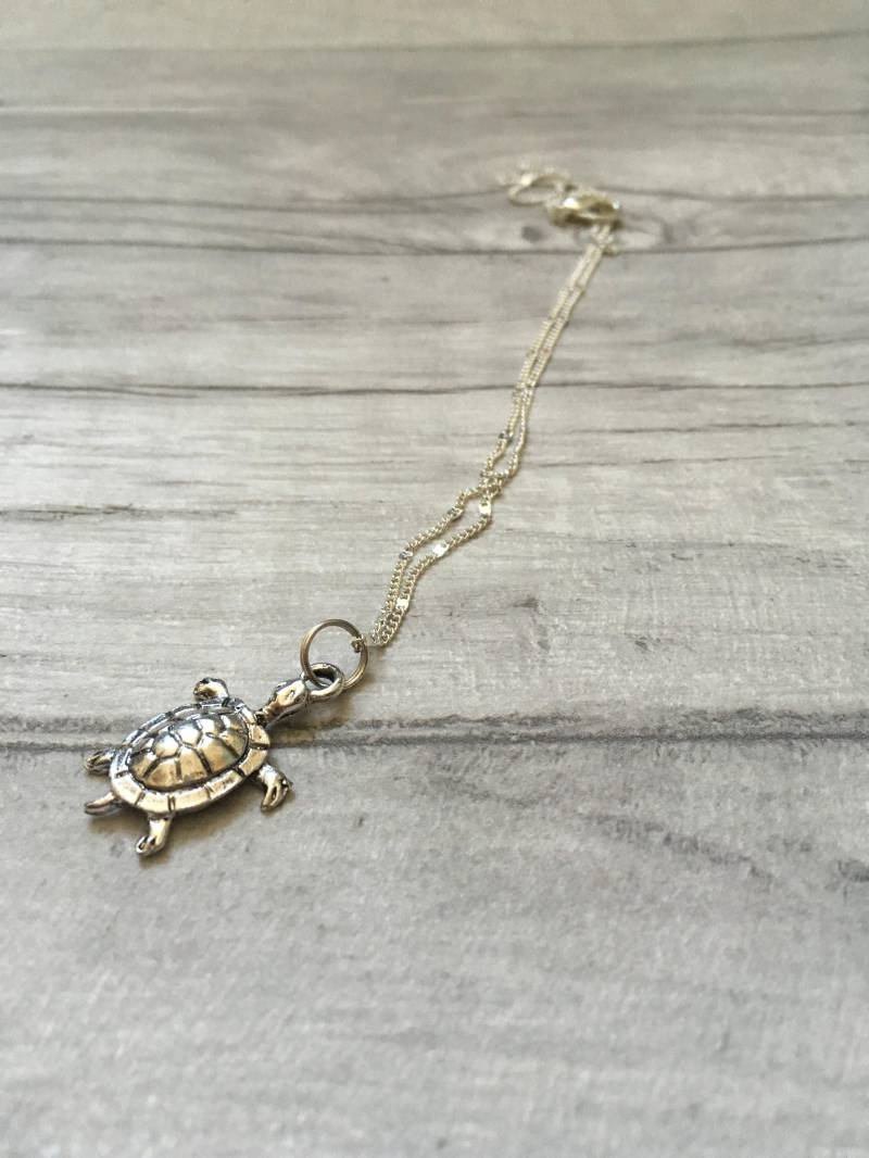 Silber Schildkröte Halskette Beach Surf Schmuck, 18-Zoll-Kette von TheDorothyDays
