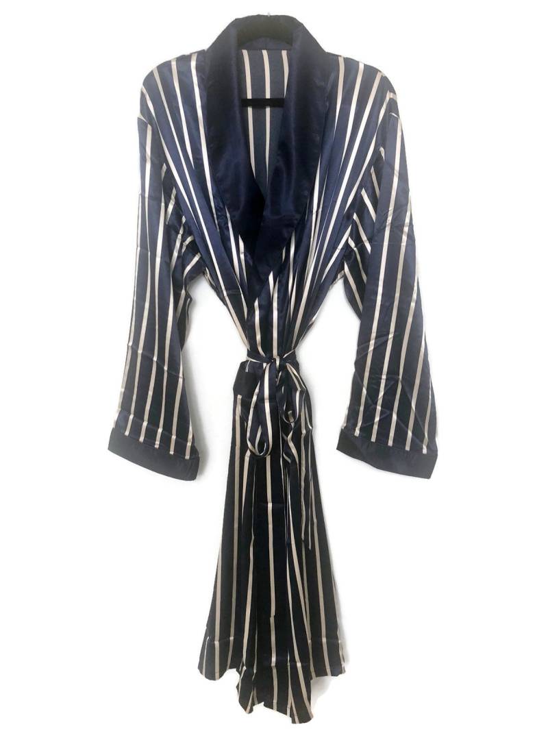 Gestreifte Robe | Seidenmischung Hausjacke Retro Hausmantel Seide Boho Herren Unisex Loungewear Pyjama Vintage Geschenk Für Ihn von TheDreamVintage