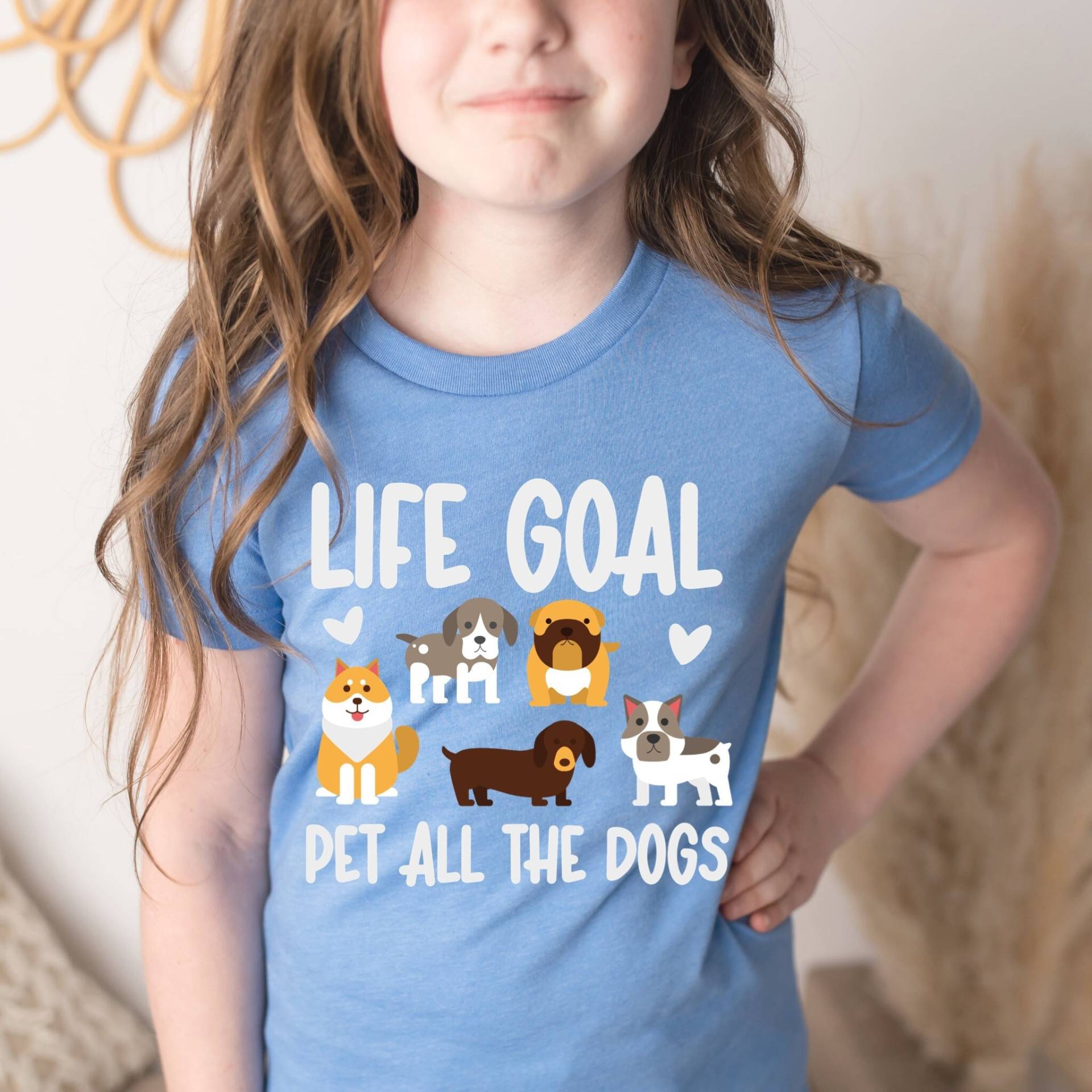 Life Goal Pet All The Dogs Shirt Für Kinder, Hunde Mädchen, Jugend Hundeliebhaber, Goals Shirt, Tierliebhaber Geschenk Mädchen von TheDruzyForest