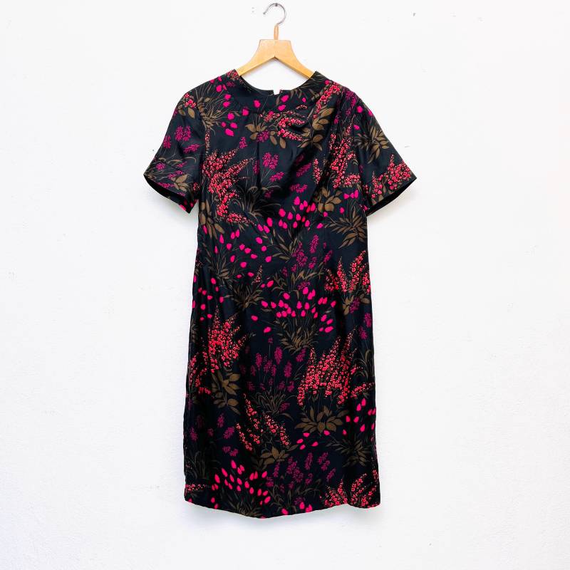 1940Er Kleid Seide Blumen/Midikleid Geblümt Vintage Seidenkleid Florales Muster Abendkleid L von TheDustyDecades