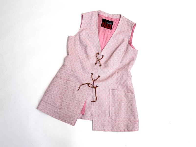 1960Er Weste Geschnürt Mod Vintage Lang Rosa Althof Petit Paris Damen M L von TheDustyDecades