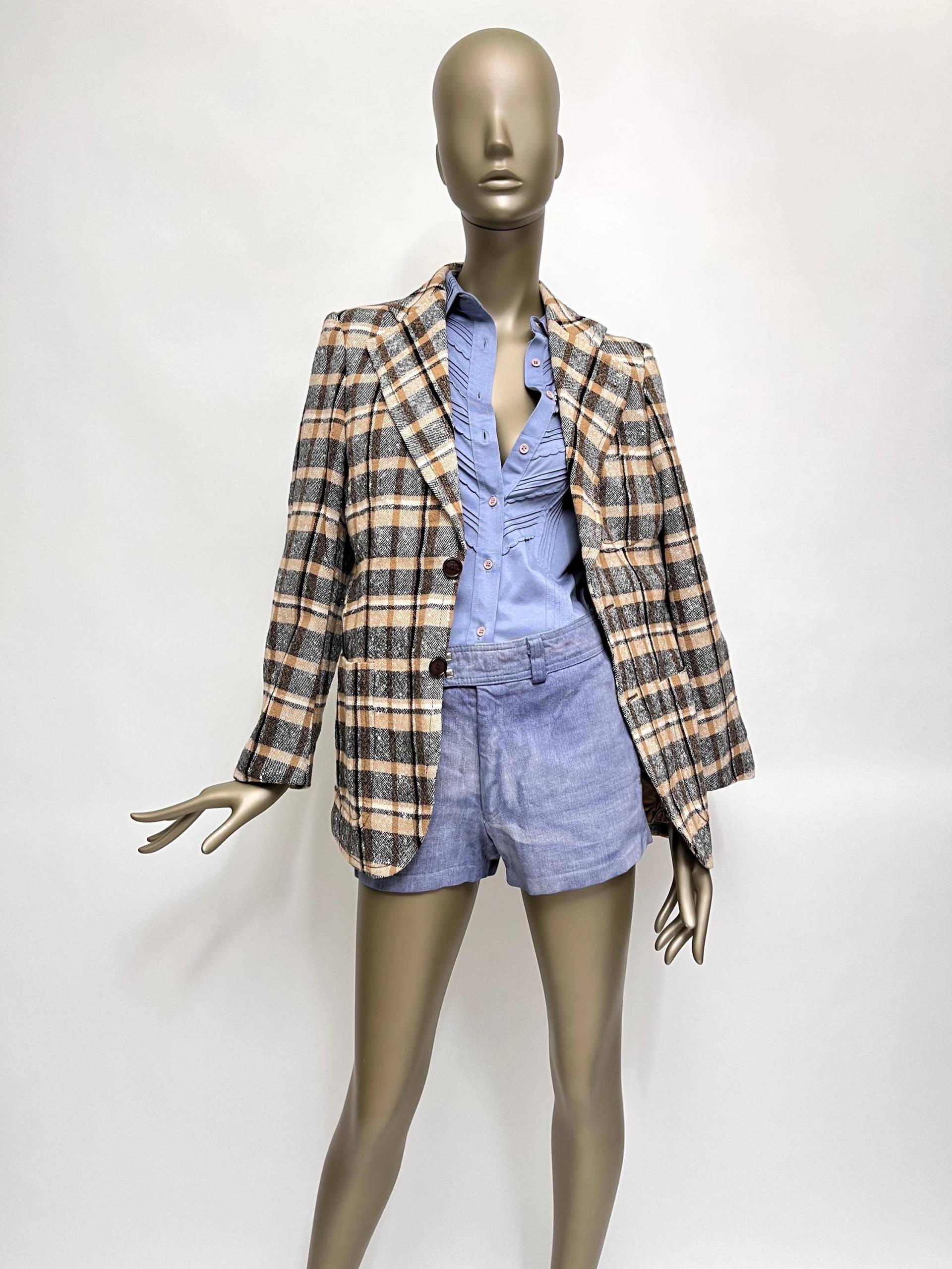 1960S Karo-Blazer Jacques Esterel Paris Vintage Damenjacke Kariert Schwarz Karomuster M von TheDustyDecades