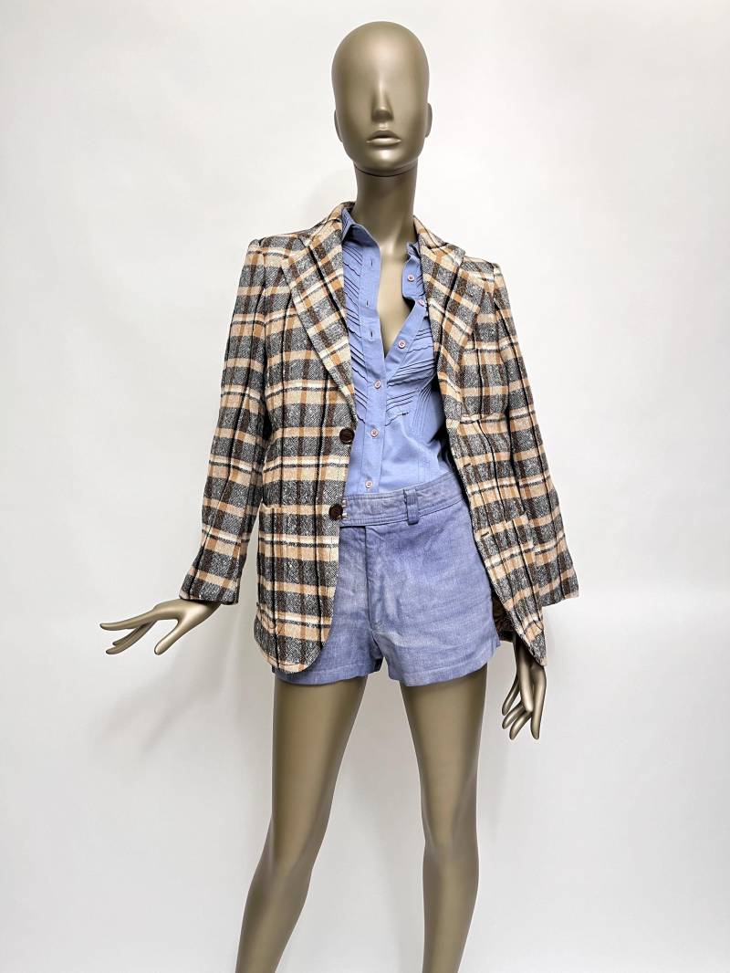 1960S Karo-Blazer Jacques Esterel Paris Vintage Damenjacke Kariert Schwarz Karomuster M von TheDustyDecades