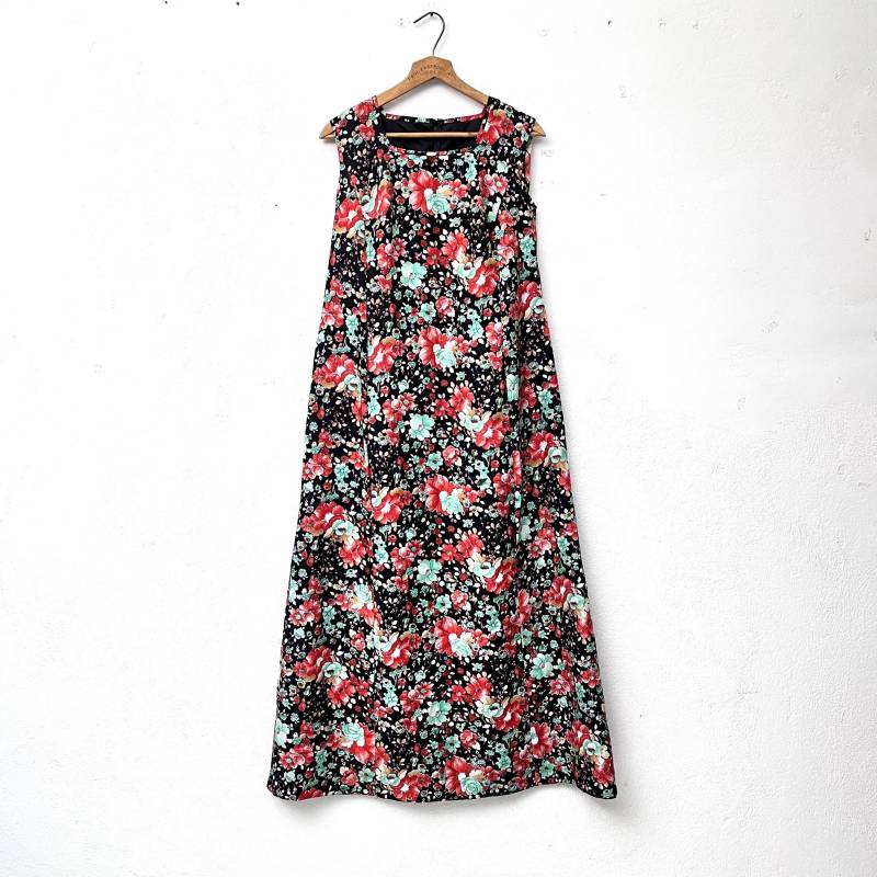 1970S Maxikleid/Vintage Kleid Lang Bunt Blumenkleid Sommerkleid Floral Vinatge Maxi-Kleid Xl von TheDustyDecades