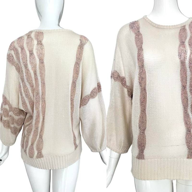 1970S Pulli Beige/Weite Ärmel Fledermausärmel Damenpullover Weit Vintage Pullover Strickpullover von TheDustyDecades