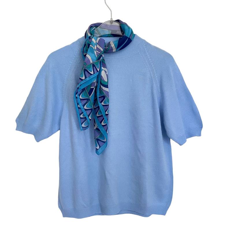 60Er Jahre Pullover Kurzarm Hellblau/True Vintage Damen Pulli Sommerpulli Weicher L von TheDustyDecades