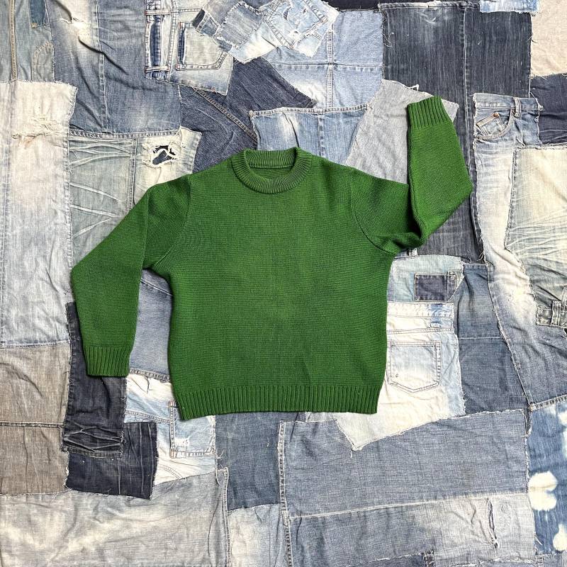 60Er Strickpullover Grün Wolle Unisex Pulli Vintage Pullover Uni Mod von TheDustyDecades