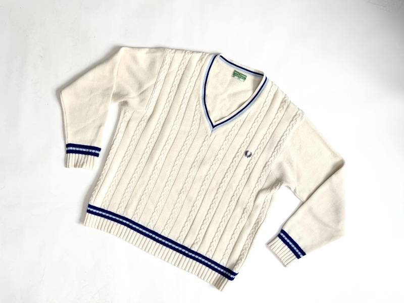 60S Fred Perry Mod Pullover V-Neck Vintage Sportswear Made in England Pulli Herren von TheDustyDecades