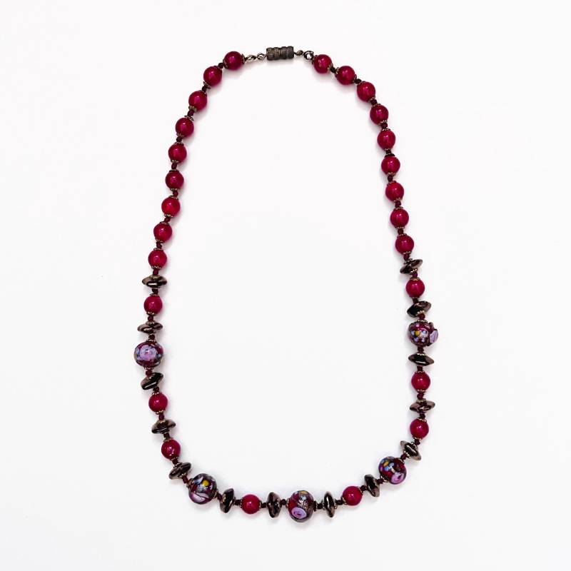70Er Kette Rote Perlen Verzierung Drehverschluss/Vintage Halskette Perlenkette Hippie Schmuck von TheDustyDecades