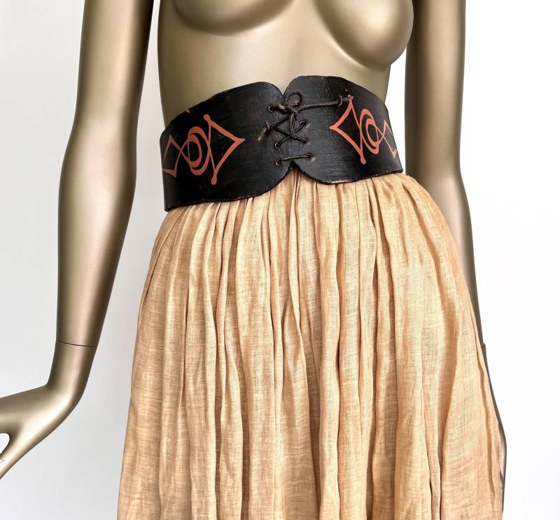 70Er Ledergürtel Braun Verziert Boho Schnürgürtel Leder Hippie Handarbeit von TheDustyDecades