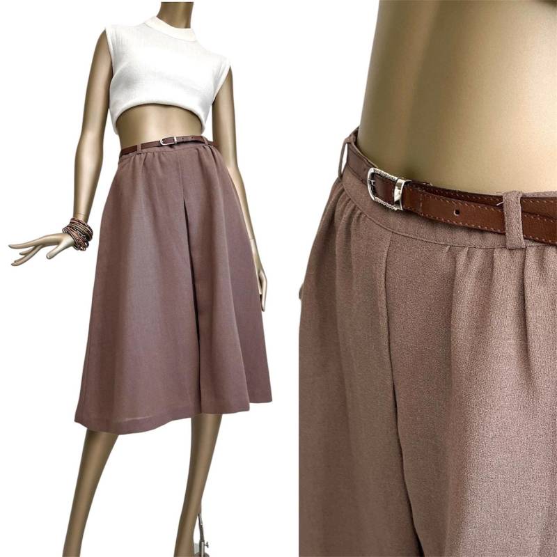 70Er Midi-Rock Braun Mit Gürtel Schurwolle Vintage Midirock Stiefelrock M von TheDustyDecades