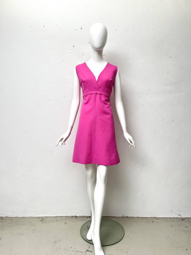 70Er Party Kleid Pink Kurz Tiefer Ausschnitt Vintage Cocktailkleid Ärmellos M Abendkleid von TheDustyDecades