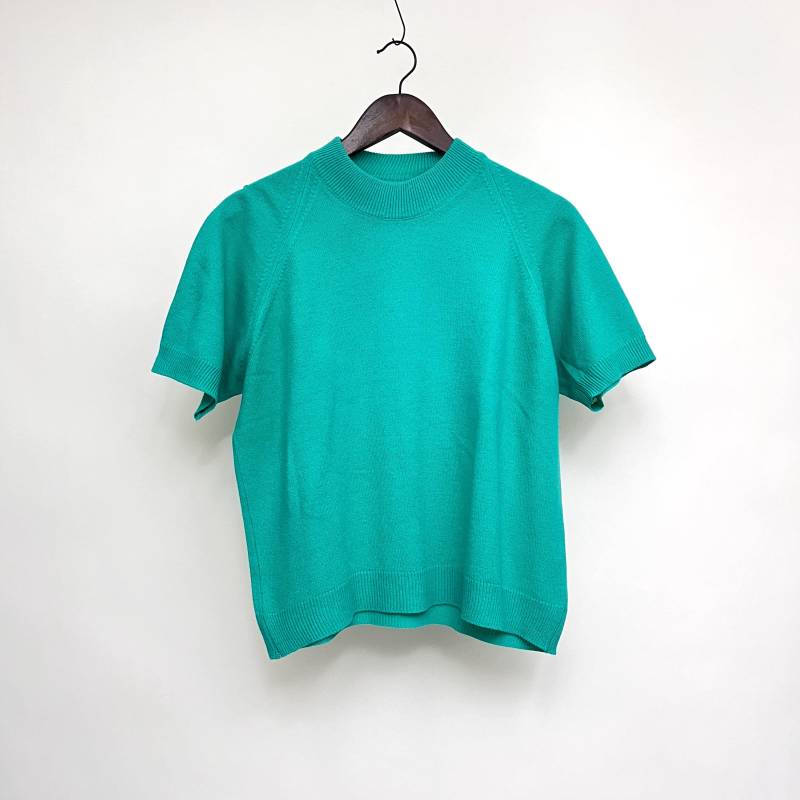 70S Pullover Grün Vintage Kurzarmpullover Damen Oberteil 40 L Sommerpulli Kurzärmelig von TheDustyDecades