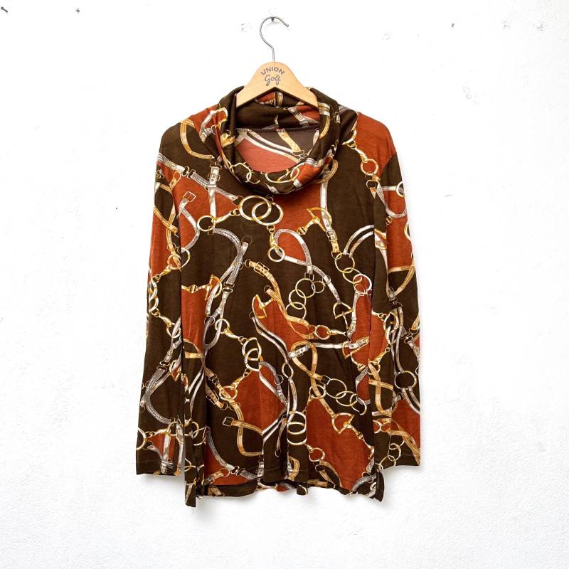 70S Pullover Rollkragen Gürtelmuster Kettenmuster/Rollkragenpullover Weich Vintage Damenpullover Gemustert von TheDustyDecades