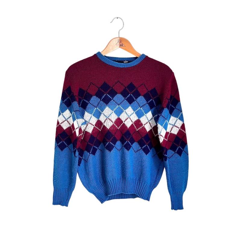70S Pullover Strick Bunt Made in Italy True Vintage Unisex Strickpullover Winterpullover Mit Muster von TheDustyDecades