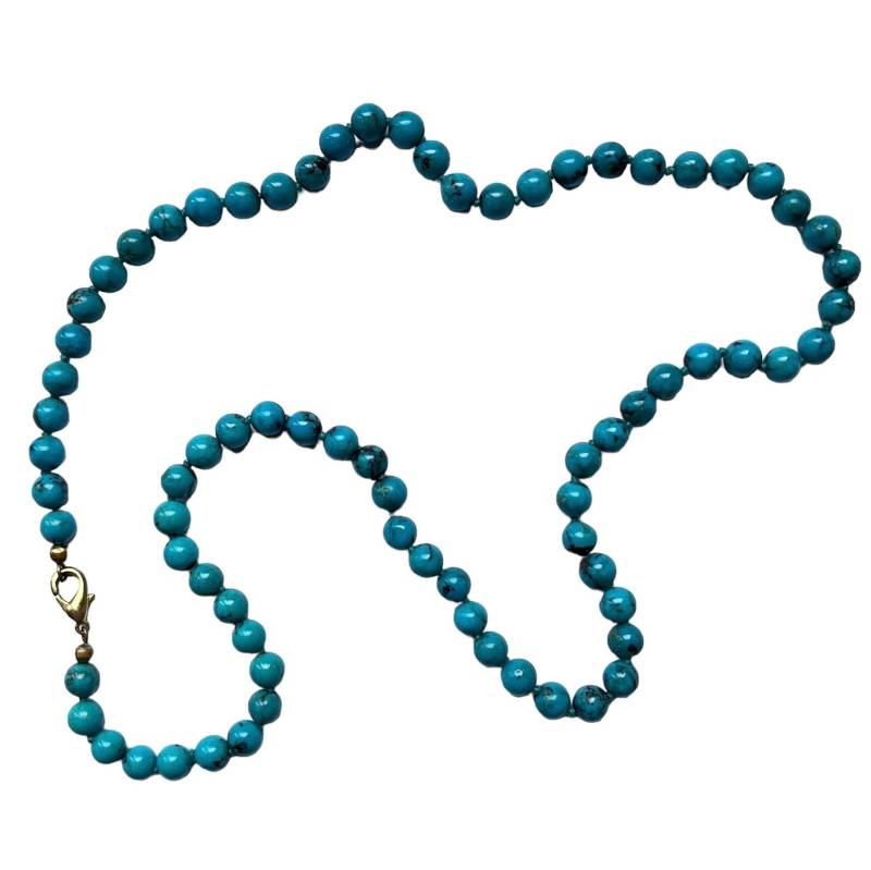 80Er Kette Farbe Türkis Perlen True Vintage Perlenkette Halskette Maserung Marmoriert Modeschmuck von TheDustyDecades