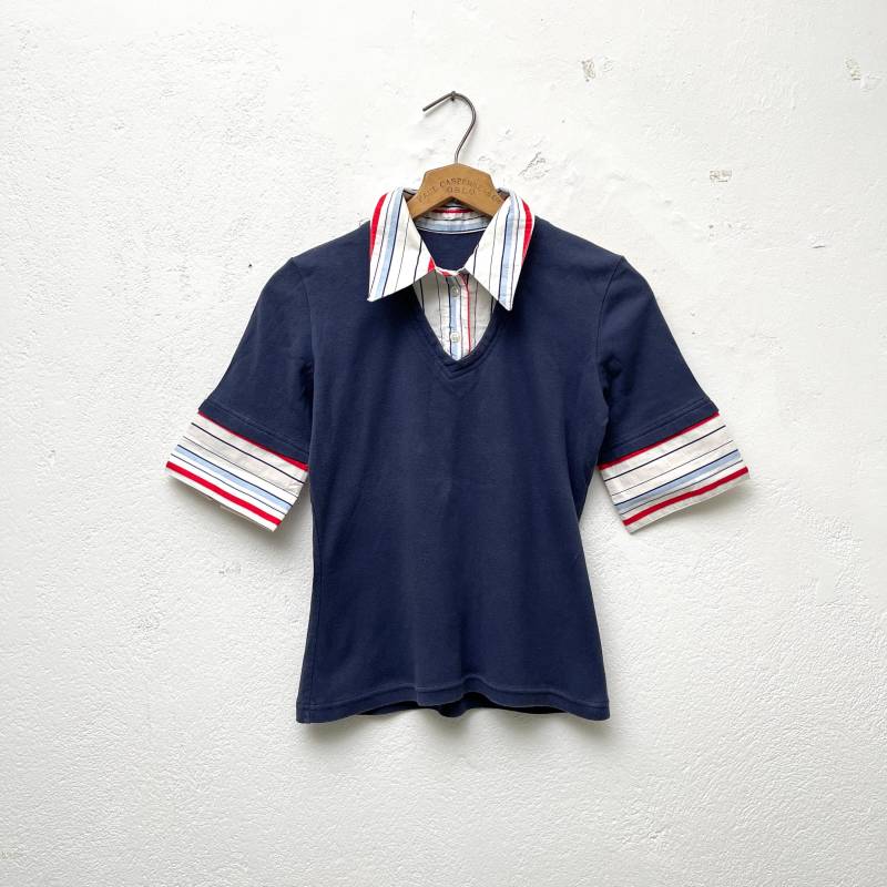 90S Blusen-Pullover Kombi True Vintage Bluse Mit Pulli Damen Oberteil Baumwolle Xs S von TheDustyDecades