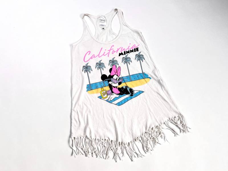 90S Fransen Shirt Maus Motiv Tank Top Vintage Long-Shirt Weiß Bunt T-Shirt Comic, S, M von TheDustyDecades