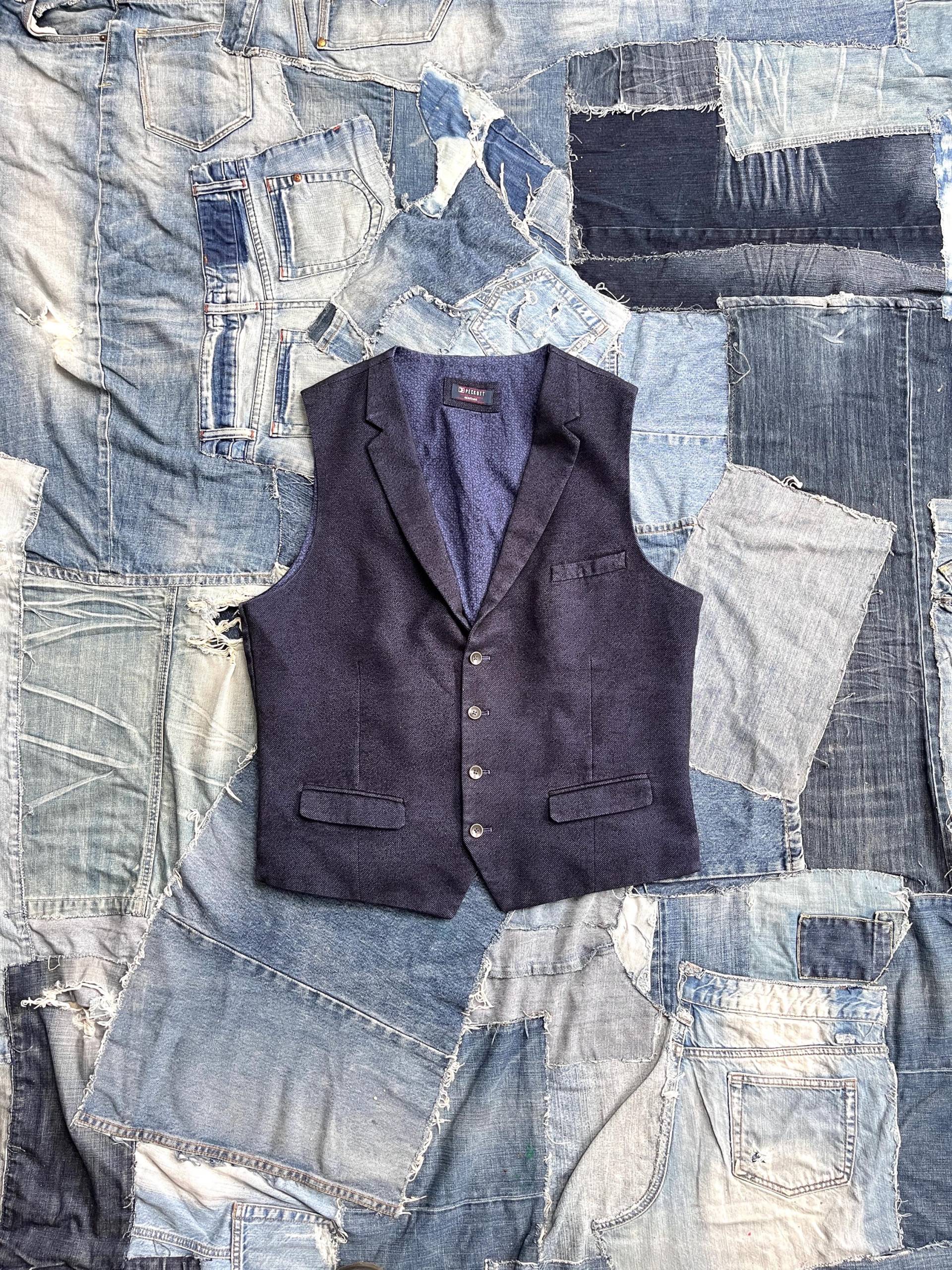 90S Weste Dunkelblau Männer Oberteil Vintage Blau Baumwolle Herren-Top von TheDustyDecades