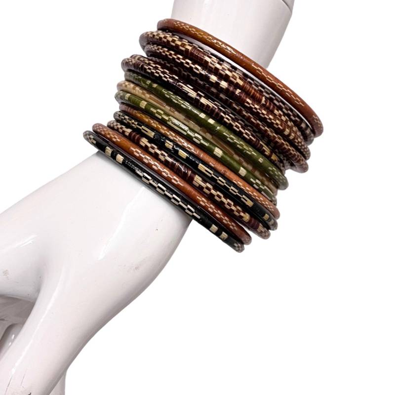 Armreifen Dünn Ethno Bunt Muster 15 Stk. Hippie Armschmuck Bohemien von TheDustyDecades