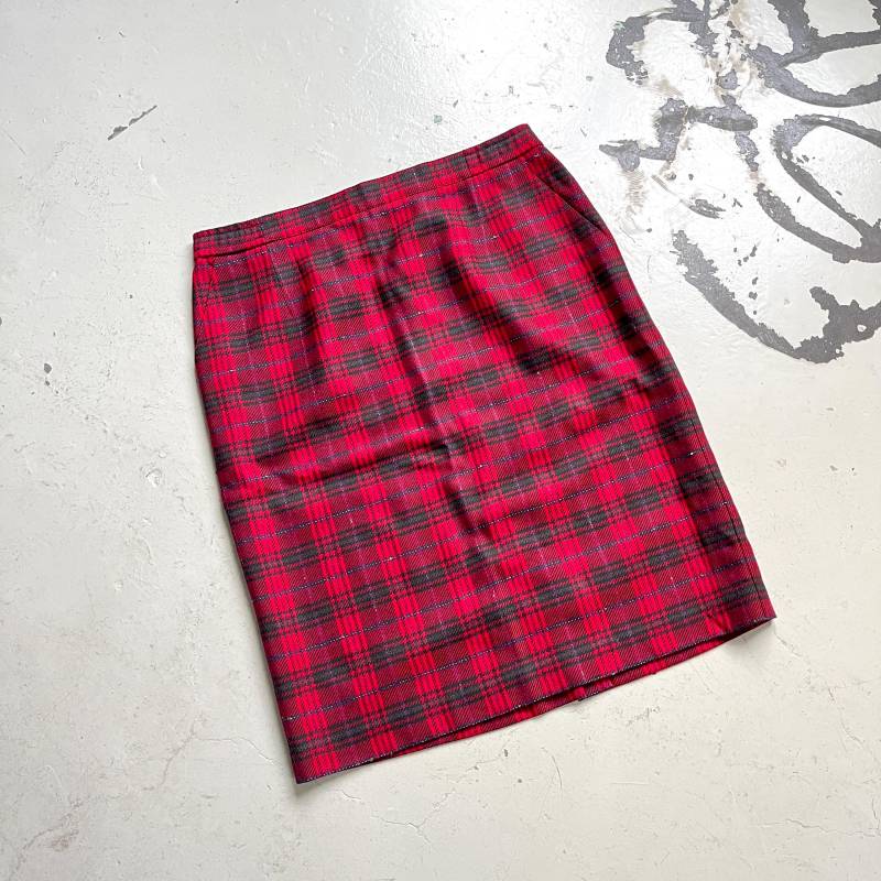 Karierter Rock 70Er Rot Schurwolle True Vintage Wollrock Karo Muster Midi Mod, Xl, Xxl von TheDustyDecades