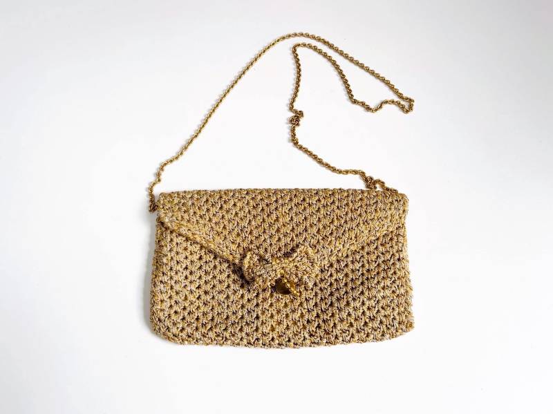 Rodo Tasche Metallic Gold Silber Vintage Abendtasche 80S 90S Italy Schultertasche Ketten-Riemen von TheDustyDecades