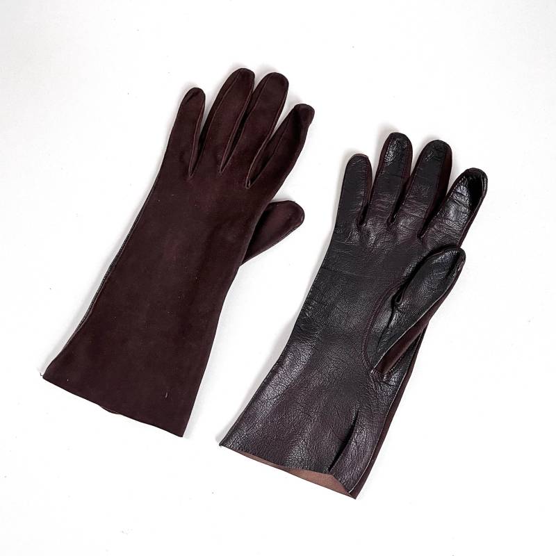 Vintage Handschuhe Leder Braun Lang/Fingerhandschuhe 60Er 70Er Lederhandschuhe Winter Accessoires Frau von TheDustyDecades