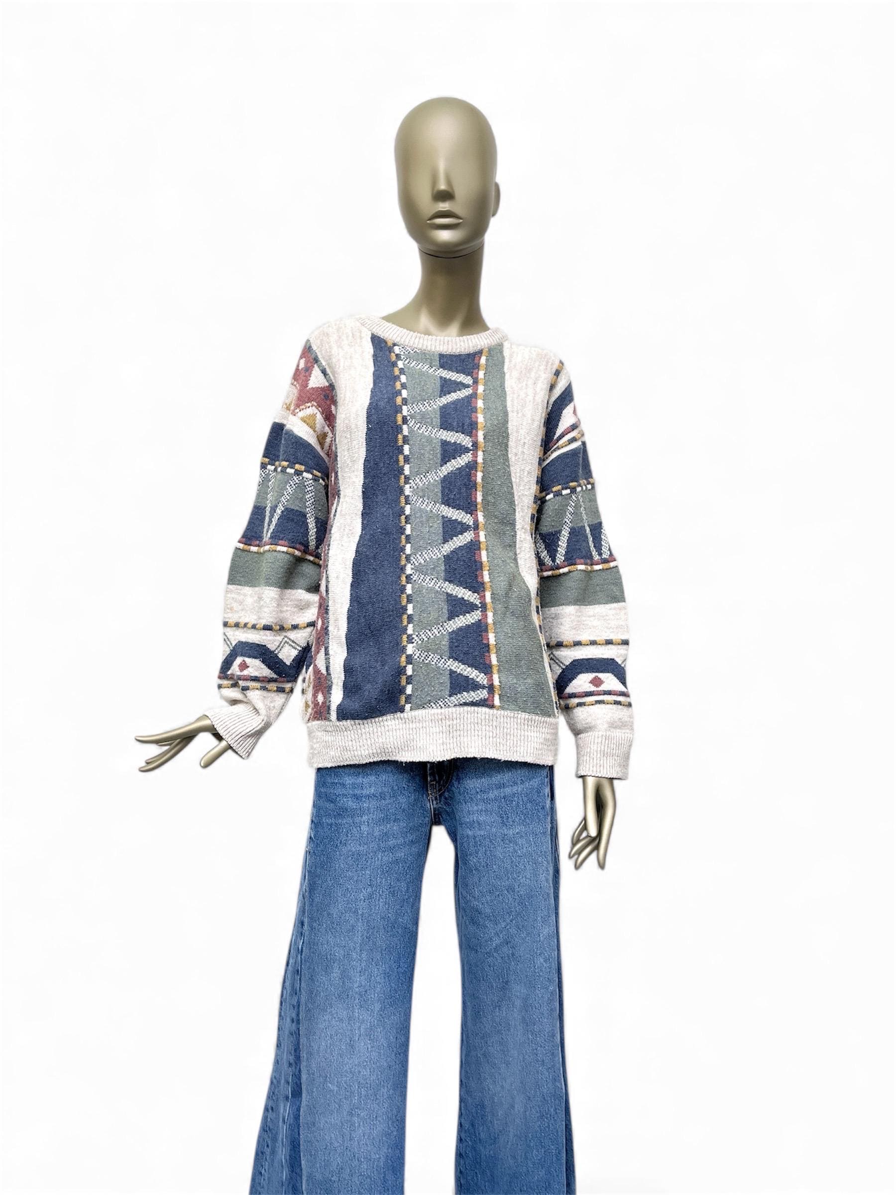 Vintage Pullover 80S, Strickpullover Männer, Adino Lando, Wollpullover Bunt von TheDustyDecades