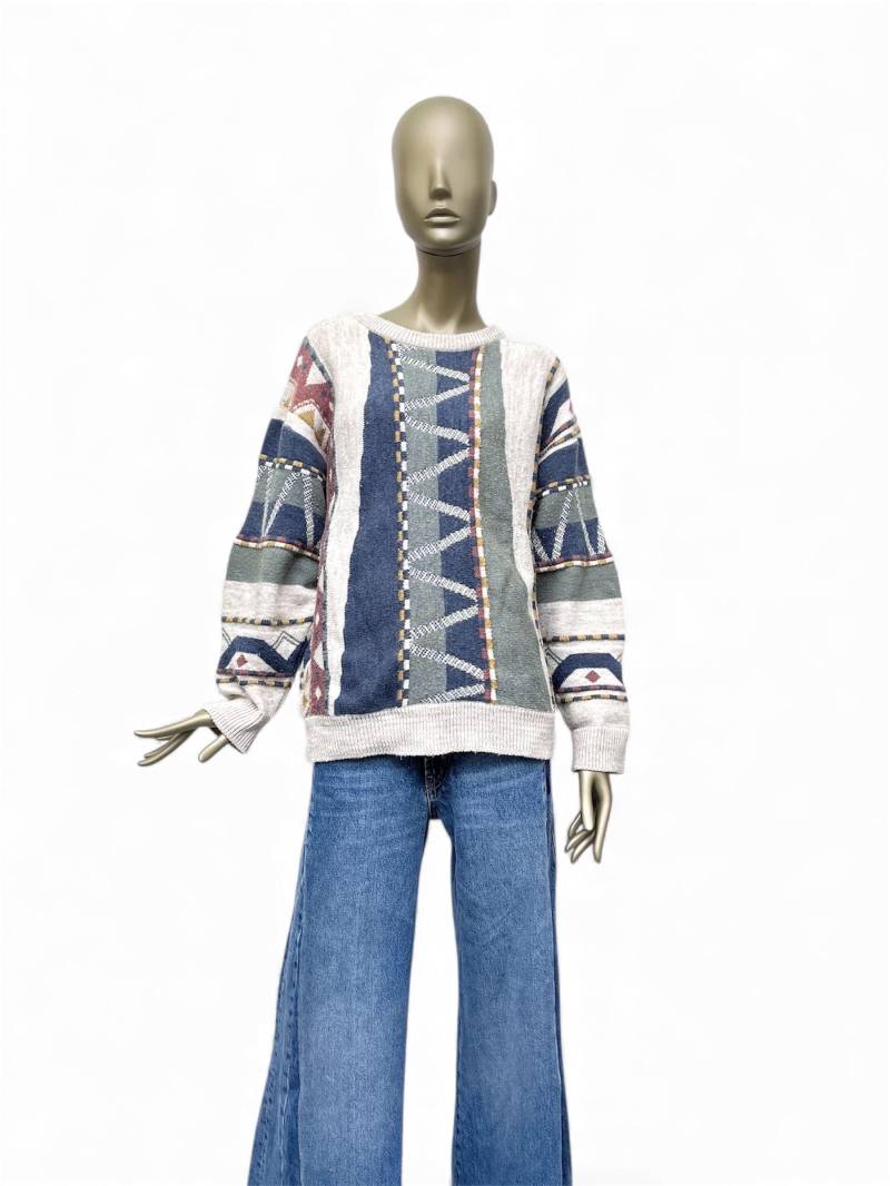 Vintage Pullover 80S, Strickpullover Männer, Adino Lando, Wollpullover Bunt von TheDustyDecades