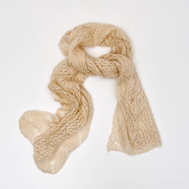 Vintage Schal Beige Glitzer Handarbeit/90S Wollschal Strickschal Grober Häkelschal Winter Accessoires Damen von TheDustyDecades