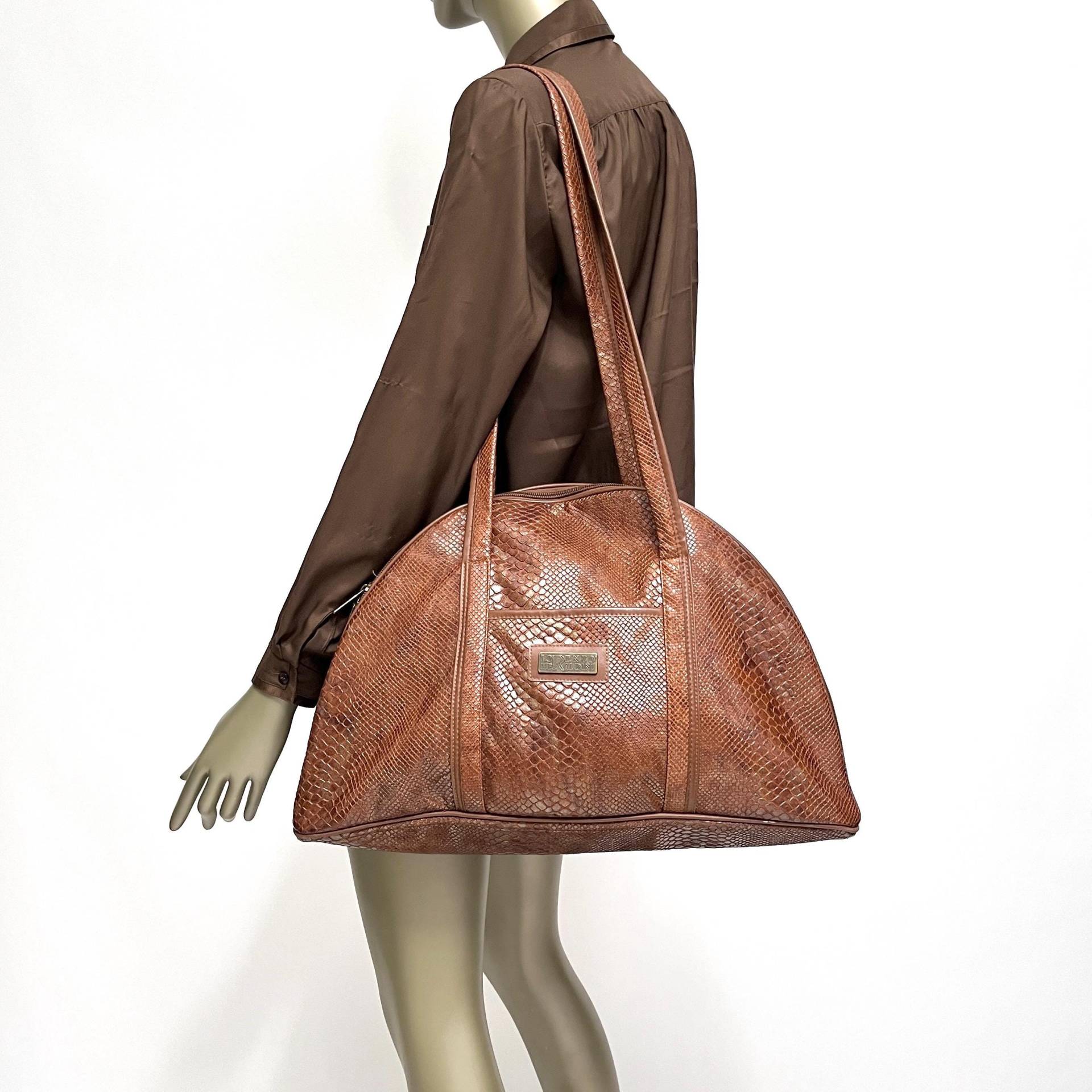 Vintage Tasche Braun Xxl Lorenzo Heraldini Große 90Er Jahre Ledertasche von TheDustyDecades