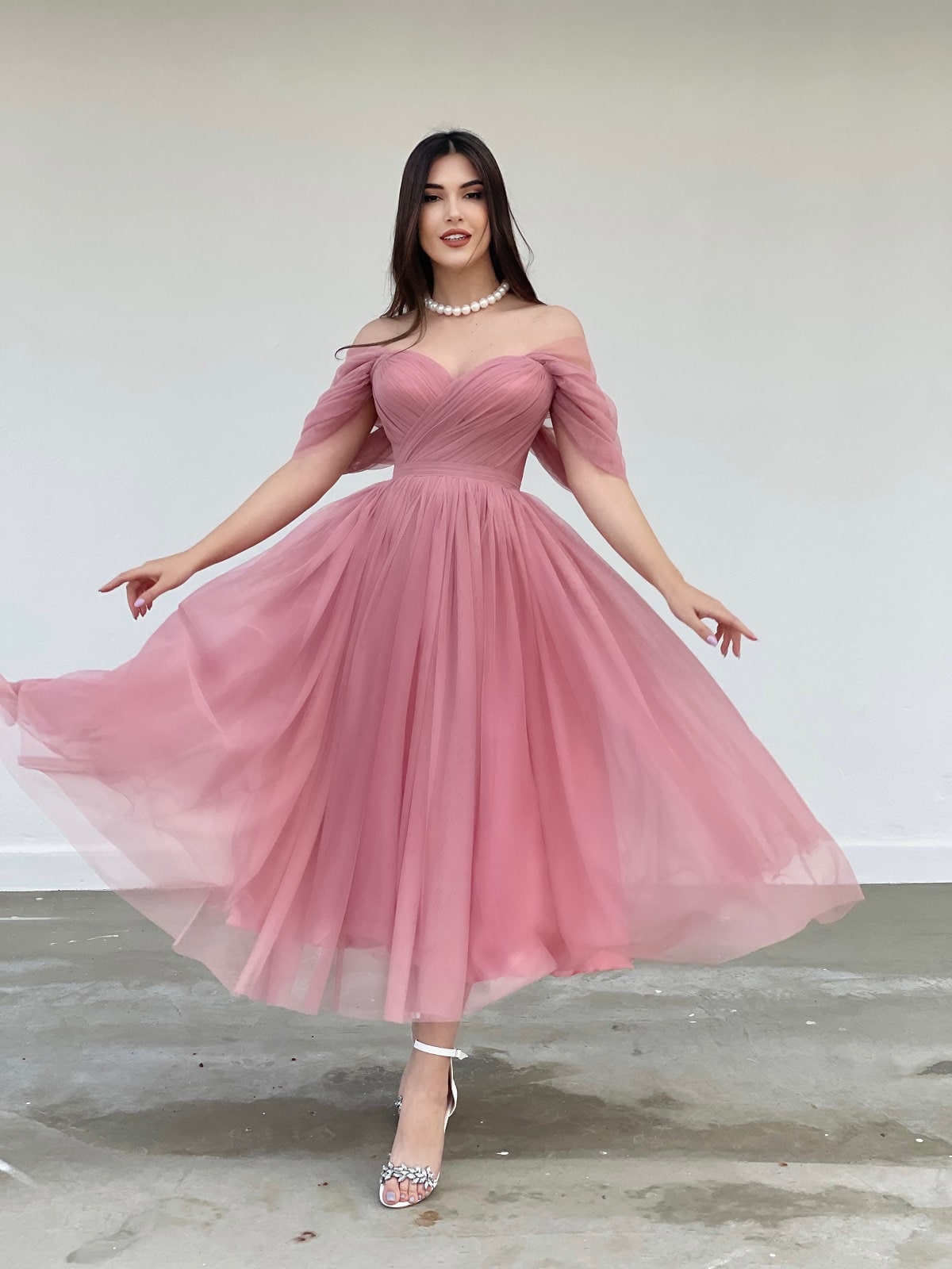 Powder Pink Tüllkleid, Verlobungskleid, Versprechen Kleid, Korsettkleid, Cocktailkleid, Abendkleid, Hochzeitskleid, Abschlussballkleid von TheElsaAtelier