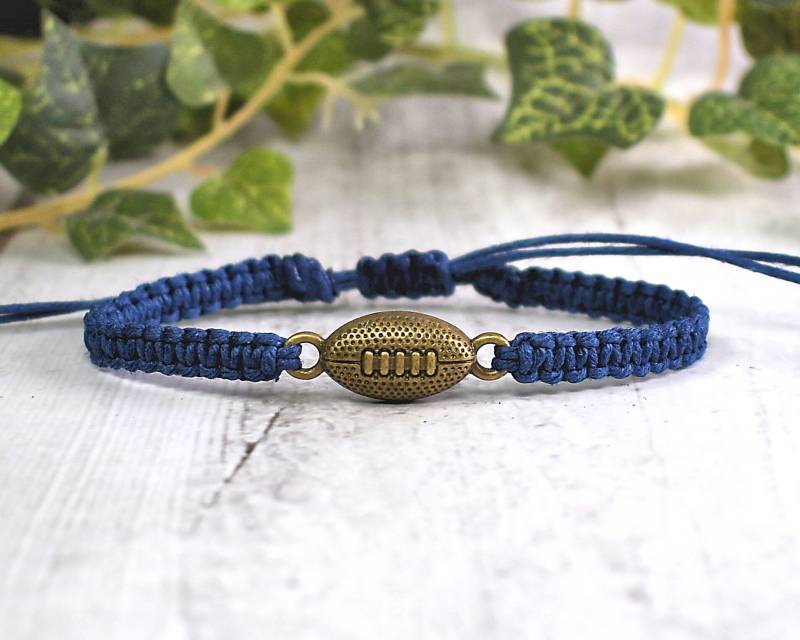 Fußball Armband -Rugby - Geschenk Für Mama Geschenke Freundin Verstellbarer Hanf Blau Weiß Rot Grün von TheEnglishIvy