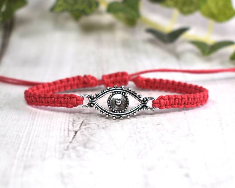 Hanf Evil Eye Armband - Silber Verstellbares Geschenk Für Sie Oder Ihn Augapfel Nazar Schutz Talisman Spiritueller Schmuck Blau Schwarz von TheEnglishIvy