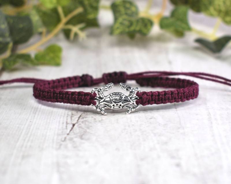 Krabbe Armband - Krebs Sternzeichen Schmuck Verstellbares Hanf Juni Juli Geburtstag Geschenk Für Männer Oder Frauen Strand Ozean von TheEnglishIvy