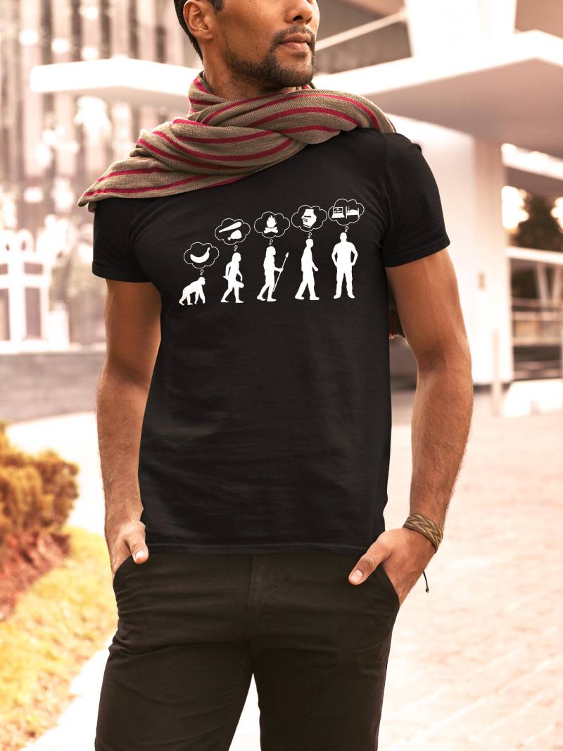 Lustiges Ki-Timeline-T-Shirt - Menschliches Evolutions-Geschichtsdesign, Das Affe, Feuer, Lesen Und Künstliche Intelligenz Zeigt von TheFABulousStudio