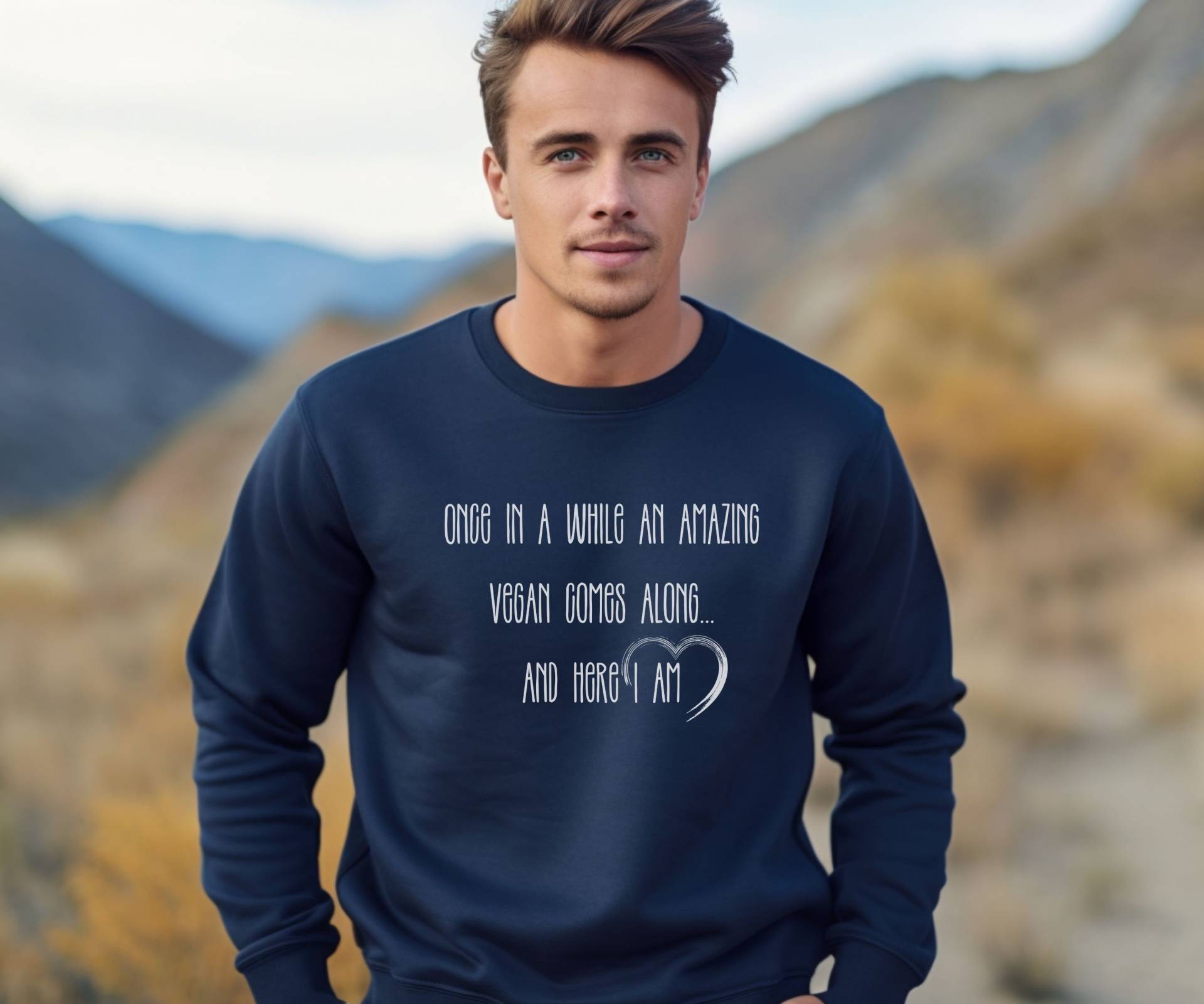 Vegan Pride Sweatshirt Motivation Giftidea For Vegans Christmas Birthday Once in A While Unisex Crewneck Oversized von TheFeelGoodVegan