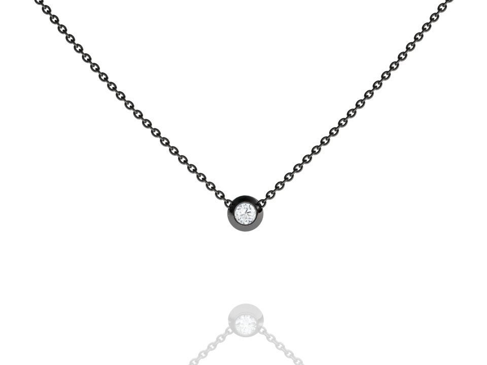 Schwarz Gold Kleine Lab Grown Diamant Layering Halskette, Minimalist Bezel Set Cluster Anhänger, 14K Gold, April Geburtsstein Jahrestag Schmuck Schwarz Gold Kleine Lab Grown Diamant Layering Halskette, Minimalist Bezel Set Cluster Anhänger, 14K Gold, April Geburtsstein Jahrestag Schmuck von TheFineJewelryStudio