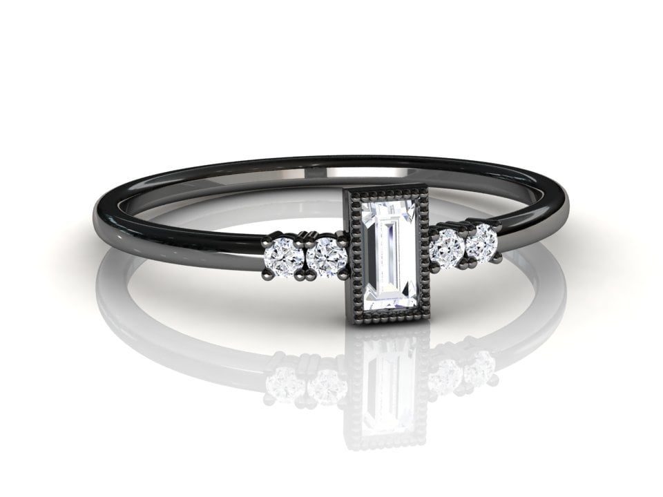Schwarz Gold Lab Diamant Stapelring, Art Deco Stil Stapelring Hochzeitsband, Baguette Ring, Jahrestag Schmuck, Frauen Versprechen Ring von TheFineJewelryStudio