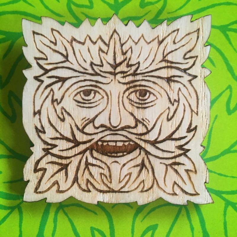 Grüner Mann Anstecker Von Matt Willis - Esche ~ Lasercut The Folklore Box Thefolklorebox Folk Lore Shuck von TheFolkLoreBox