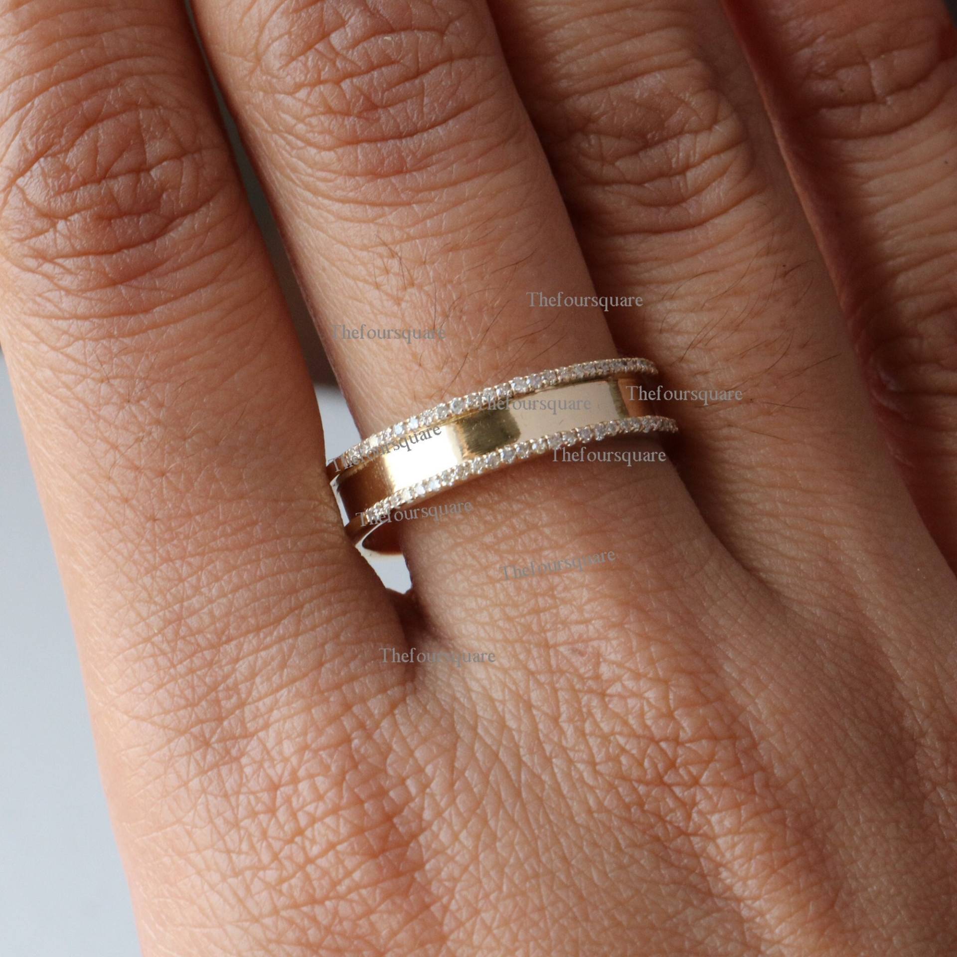 Natürliche Diamanten Zierliche Hochzeit Dickes Band, Solide 14K Gelbgold Double Line Petite Stackble Band Schmuck Us 7 Natürliche Diamanten Zierliche Hochzeit Dickes Band, Solide 14K Gelbgold Double Line Petite Stackble Band Schmuck Us 7 von TheFoursquare