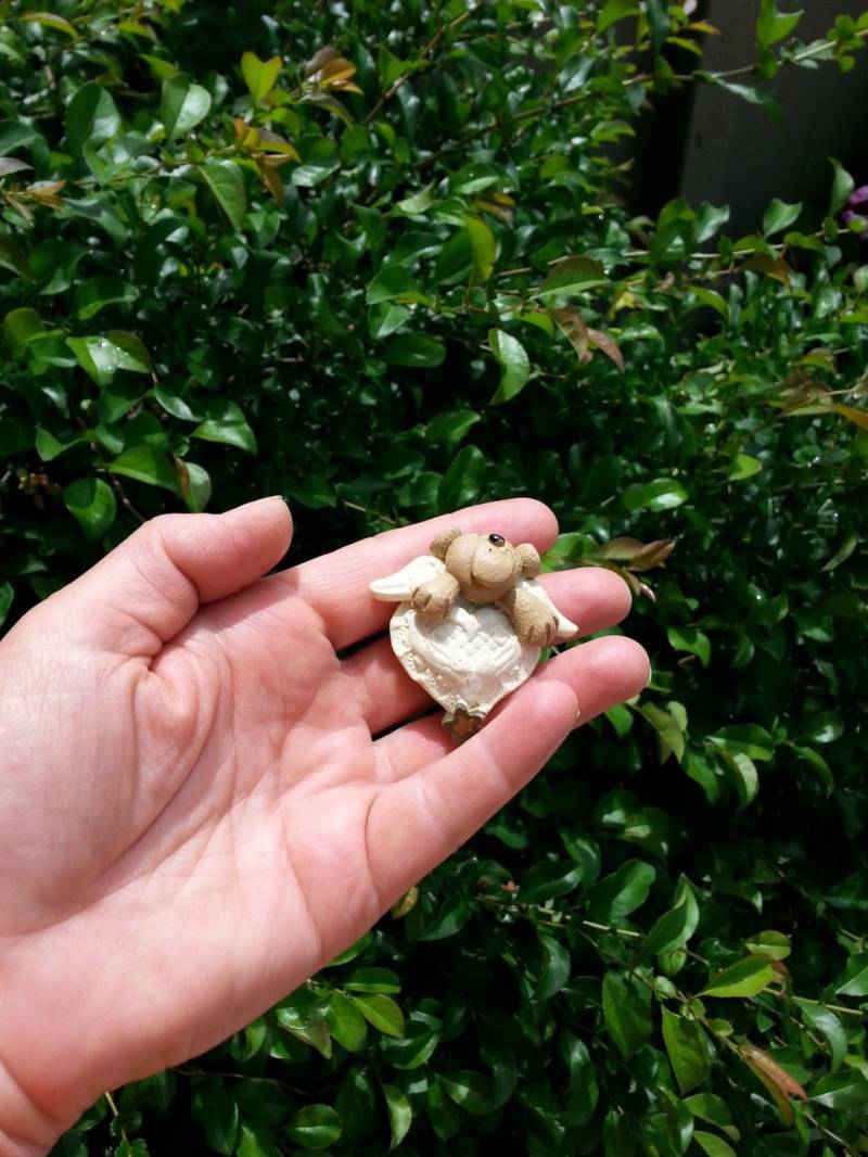 Keramik Engel Teddybär Brosche Pin Herz Stern Weihnachten Urlaub, Cake Topper Baby Shower Idee, Schmuck von TheFoxandFilly