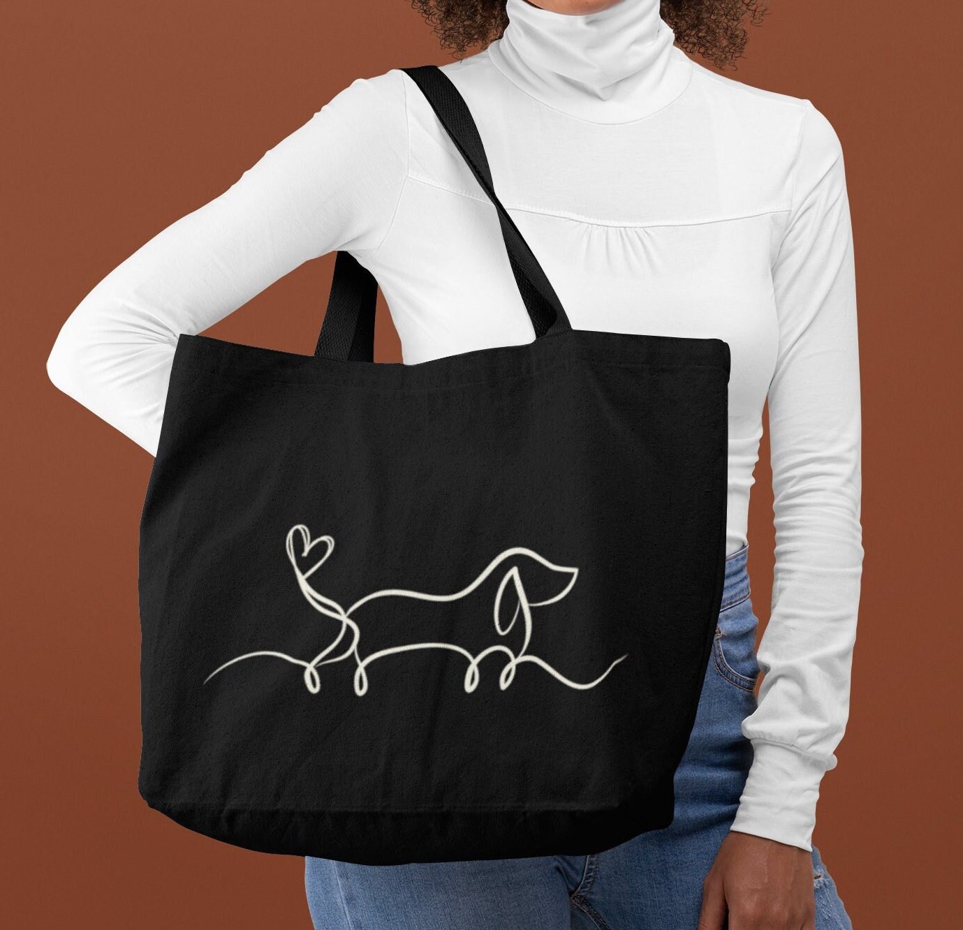 Dackel Tasche - Labrador Welpe Deko Kunst Zeichnung von TheFreeTribeDE